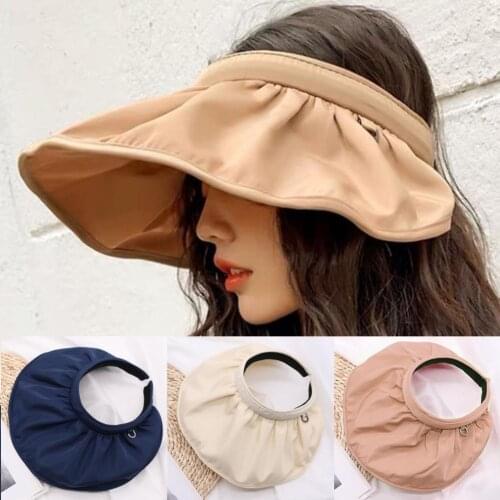 Sun Hat Wide Brim UV Protection Breathable Adult Empty Top Hat Outdoor Sun Visor Elastic Traveling Beach Sunhats Accessories