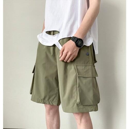 Cargo Shorts Mens Summer Multi-Pocket Five-Point Loose Straight Drawstring Breathable Oversized Casual Pants MA112