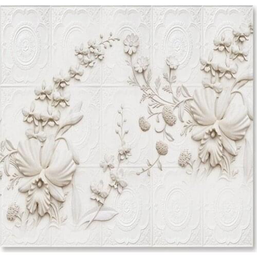 3d stereoscopic wallpaper Off-white Jane European relief orchid 3d stereo wallpapers TV background wall
