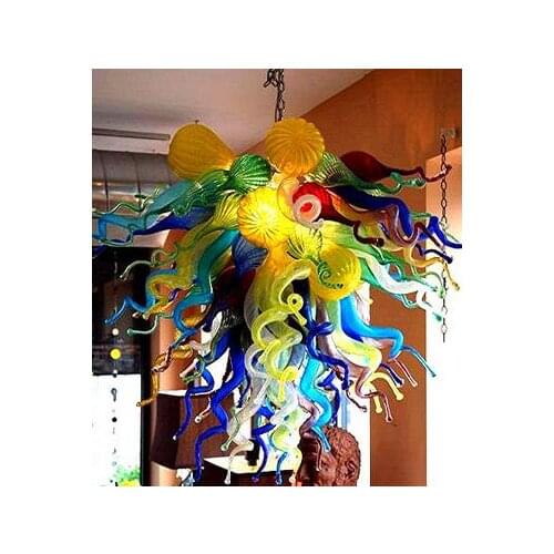 Wedding Decor Multi Colored Hand Blown Glass Chandelier Light Italy Unique Design