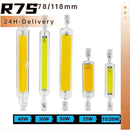 New R7S LED Bulb COB Glass Tube 78MM 20W 118MM 30W Replace Halogen Lamp 80W J78 J118 Lamparda Diode Spot Light 220V 110V