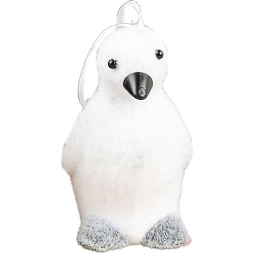 T84E Cute White Bear Deer Animal Mini Plush Doll Xmas Tree Hanging Pendant Foam Ornament DIY Key Chain Home Christmas Party