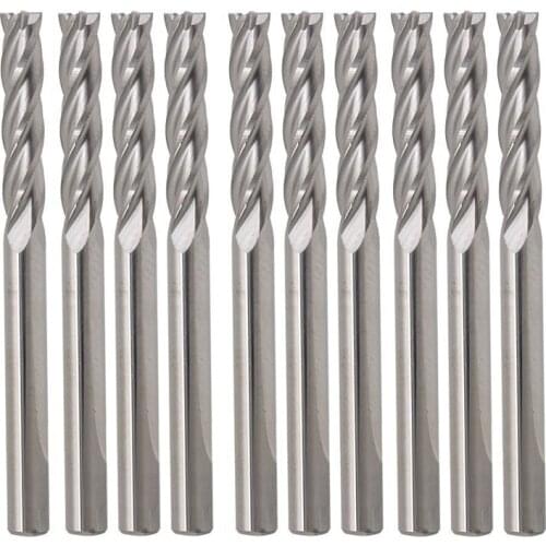 10 Set Carbide CNC 4 Flute Spiral Bit End Mill Cutter 1/8 Blade Milling Quality