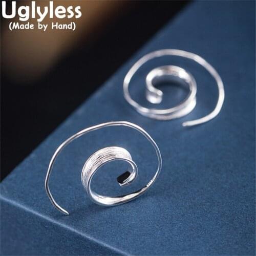 Uglyless Tornado Creative Curved Siver Studs Earrings for Women 100% Real 925 Sterling Silver Earrings Handmade Fashion Brincos