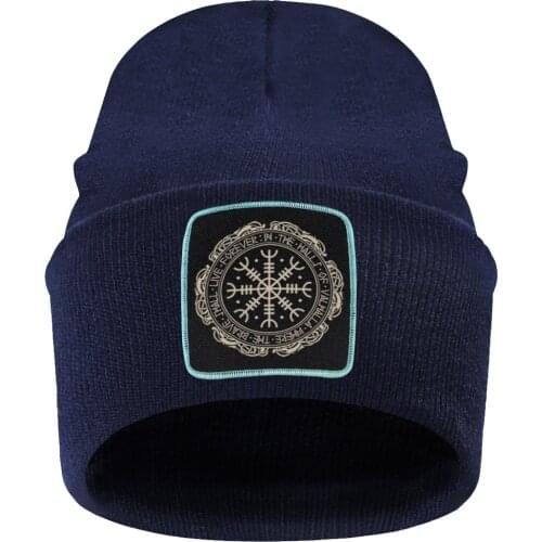 Vikings Print Knitted Hat Man Winter Outdoor Warm Hat Brimless Hats Casual Hip Hop Sport Beanie Caps Soft Breathable Hedging Hat