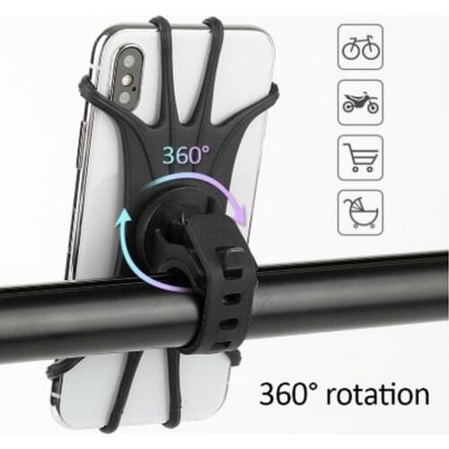 360°Rotation Silicone Bicycle Phone Holder Universal Bike Motorcycle Handlebar Mount Bike Phone Mount for 4.0-6.5" Smartphones