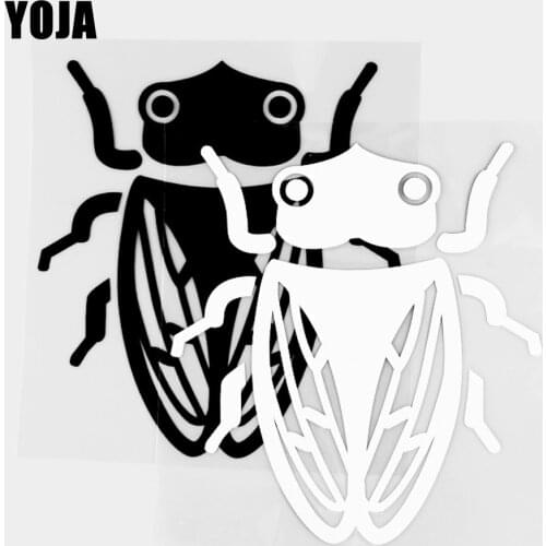 YOJA 13.5×14.8CM Lovely Cicada Cartoon Animals Vinyl Decal Car Stickers Black/Silver 19C-0493