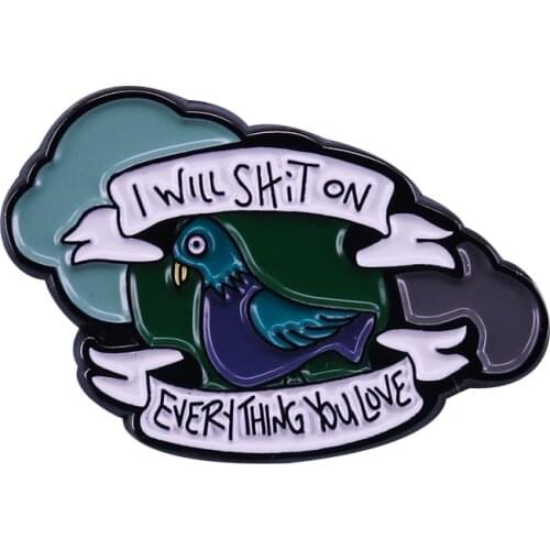 Funny pigeon poop enamel pin show your Internet meme complex