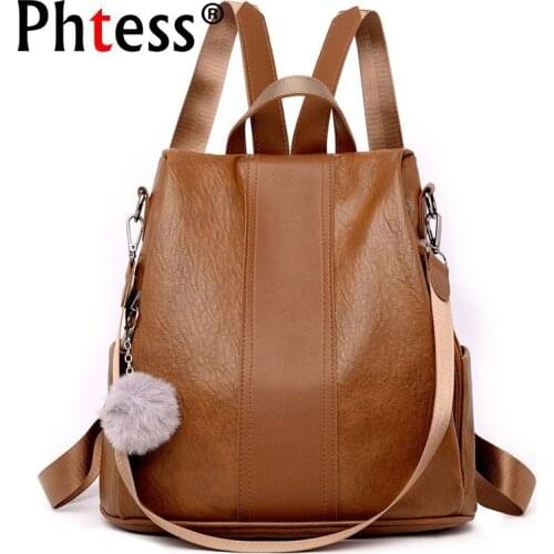 2019 Women Anti-theft Leather Backpack Vintage School Backpacks For Teenage Girls Sac A Dos Softback Mochilas Ladeis Back Pack