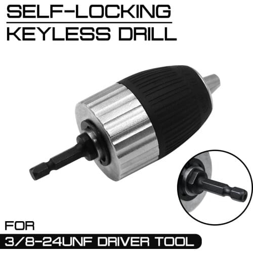 1.5-13mm Electric Drill Chuck 3/8-24UNF Self-locking Keyless Driver Tool Accessories Impact Hex Shank Keyless Adapter