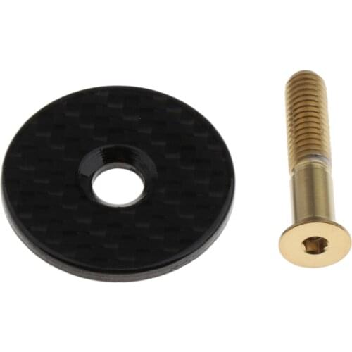 1 Set Bike! Headset Top Cap Carbon Fiber Handlebar Cover with Bolts Handlebar