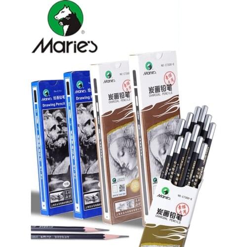 1pc Maries Professional Sketch Pencil Drawing/Charcoal Pencil 2H HB B 2B 3B 4B 5B 6B 7B 8B 10B Art Stationery Supplies