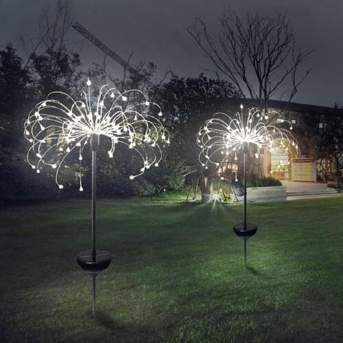 1pc Solar Powered Outdoor Grass Globe Dandelion Fireworks Lamp 90/120/150 LED For Garden Lawn Landscape Lamp Holiday Light