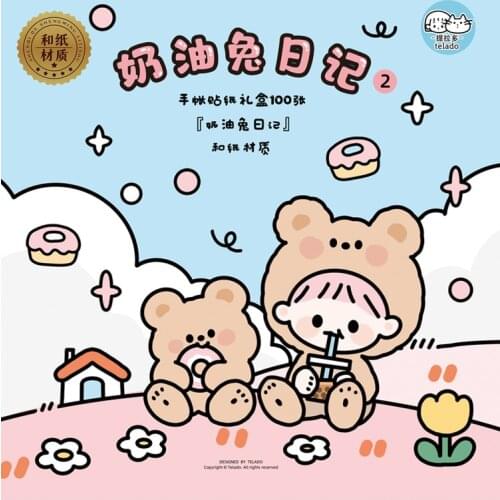 100PCS/Set Milk Rabbit Daily Waterproof PVC Stickers For Scrapbooking DIY Bullet Journal Diary Stationery Cell Girls Gift