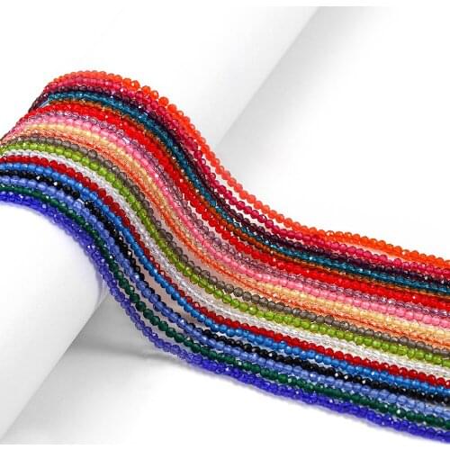 150pcs/lot 2mm Glass Beads Loose Spacer Beads Rondelle Crystal Round Beads Faceted For DIY Jewelry Making Finding Accessories