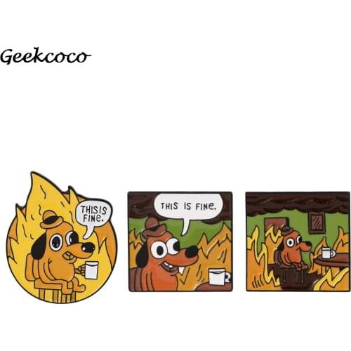 20pcs/lot J1612 Geekcoco Cartoon Enamel Pins Dog Brooches Lapel Pin Shirt Bag Funny Animal Badge Jewelry Gift Fans Friends