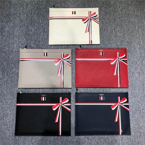 2021 Fashion TB Brand Briefcase Genuine Leather Messenger Cowhide Bow Pattern Casual Envelope Bag Men Women Hand Bags