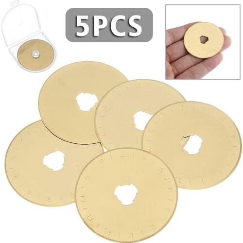 5pcs 45mm Cutter Blades Titanium Coated Rotary Cutter Blades Patchwork Crafts Roller Blades For Fabric Leather Sewing Tools