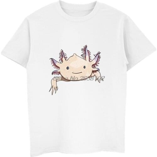 Axolotl Friend Funny Cartoon Animal Print Men T-shirt 100% Cotton Casual O-Neck Short Sleeve T Shirts Hip Hop Tops Tees