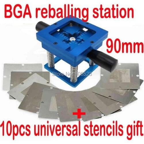 Free shipping Blue BGA reballing kit 90*90mm BGA reballing station with hand shank Gift 10PCS BGA Universal Stencil