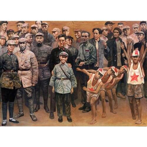 35" large--TOP Military art -World War II CHINA Eighth Route Army ART painting # good quality print oil PAINTING