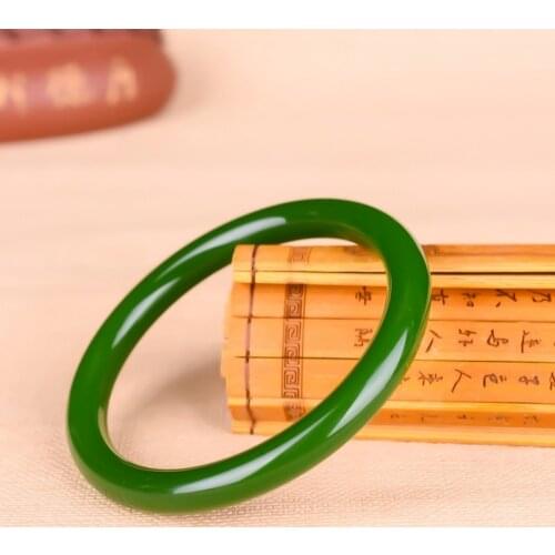 Natural Genuine Green Jade Bracelet Bangle Chinese Jadeite Hand-Carved Fashion Charm Jewelry Accessories Amulet Men Women Gifts