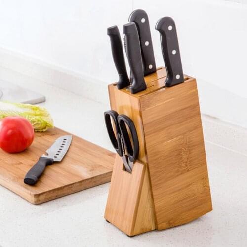 Wood Knife Holder Bamboo Knife Block Stand Knives Storage Shelf Rack Storage Box Organizer Kitchen Accessories Tool WF
