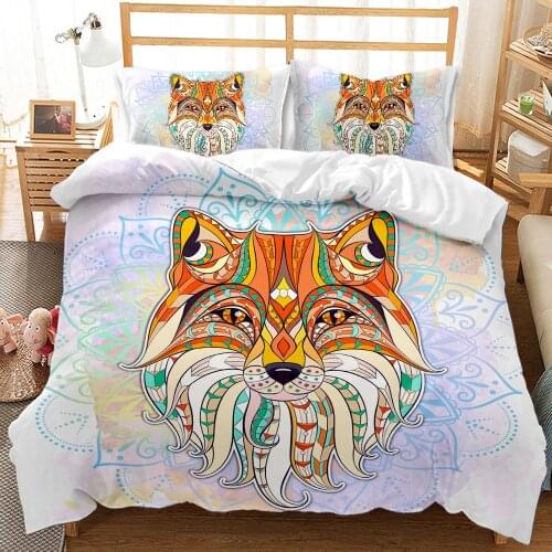 Fox Child Princess Cartoon Bohemia Duvet Cover Double Bed Quilts Comforter Bedding Sets King Orange Animal Fox Home Textiles