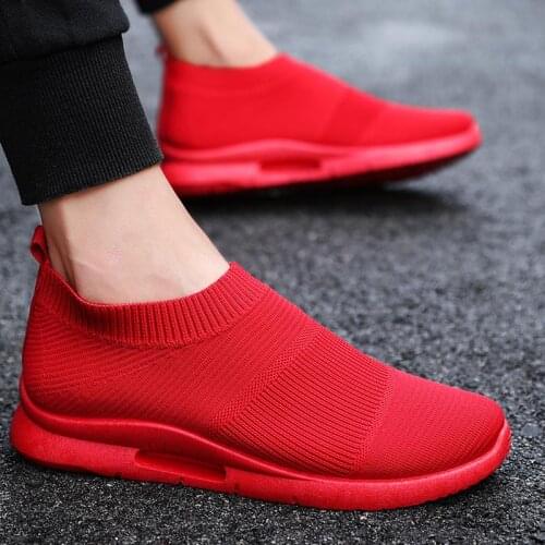 Breathable Summer Running Tennis Man Sport Shoes Men Brands Male Socks Sneakers Sports for Men Red Athletic Sneekers Walk D-464