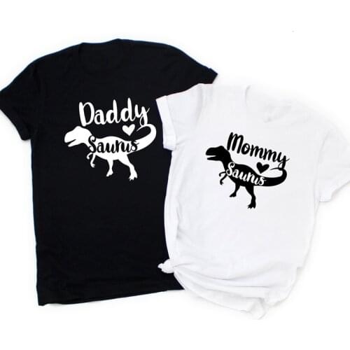 Daddy Saurus And Mommy Saurus T-shirt Funny Unisex Family Gift Tshirt Cute Women Graphic Matching Couples Tees Tops Streetwear
