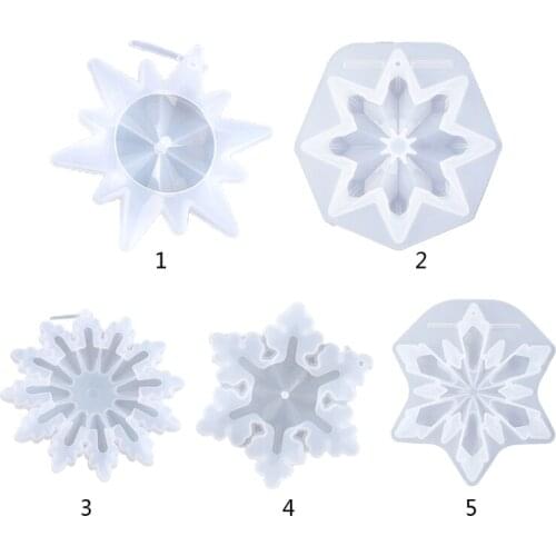 Crystal Epoxy Resin Mold Christmas Ornaments Snowflake Pendant Silicone Mould R2LE