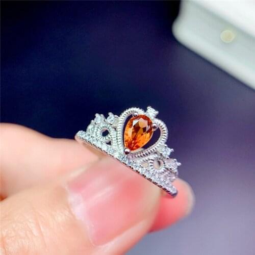 Crown style natural citrine ring, S925 sterling silver ring, lucky gems, natural gems, birthstone gems, gifts for girlfriend