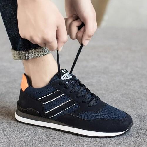 Black Sneakers Men Spring Fashion Outdoor Mesh Lace-Up Platform Shoes Man Casual Flat Size 44 Footwear Lace-Up Basket Homme