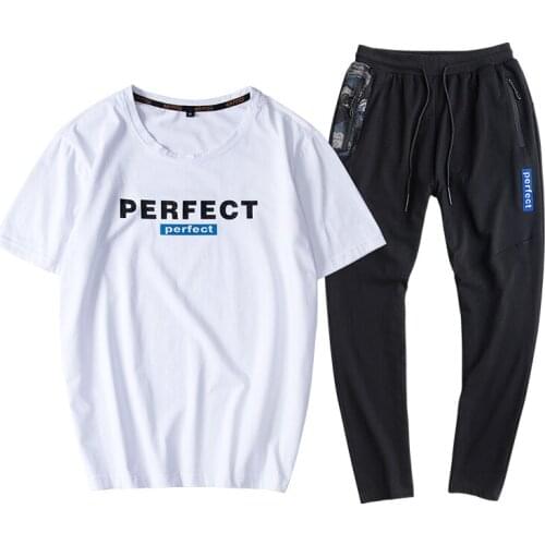 Summer Mens Tracksuit Male Sportswear Set Plus Size 9XL Sweatsuit Mens Running Short sleeve T shirt +Pants 2 Pieces Sports Set
