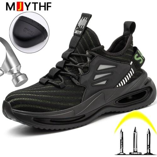 MJYTHF Male Work Shoes Boots Steel Toe Shoes Safety Boots Men Puncture-Proof Work Sneakers Men Indestructible Security Footwear