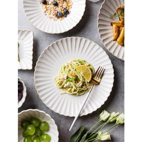 White Round Dinner Plates Set Western Fashion Solid Color Dinner Plates Wedding Reception Geschirr Set Kitchen Tableware EI50TZ