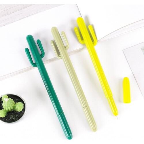 24 PCs Korea Stationery Personality Creative Modeling Cactus Gel Pen Student Full Syringe Fountain Cute Stationary Wholesale
