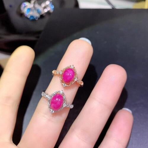 New natural ruby ring womens 925 silver simple and atmospheric style jewelry for young peoples daily needs