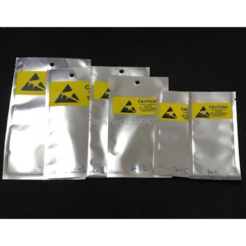 Open Top ESD 7*11.5cm Plastic Packing Bag Antistatic Anti-Static for phone flex cable battery Plastic Package Pouch Yellow label