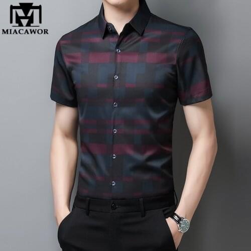 New Summer Men Shirt Short Sleeve Plaid Casual Shirts Slim Fit Camisa Masculina Men Clothing C776
