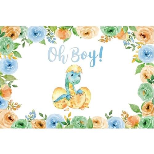 Baby Dinosaur Baby Shower Backdrop White Photography Background Celebration Photo Booth Studio Decor