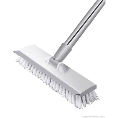 2In1 Floor Scrub Brush with Scraper Long Handle Stiff Bristle Scrubber Multifunction Wall Tub Tile Cleaning Tool au5 wholesales