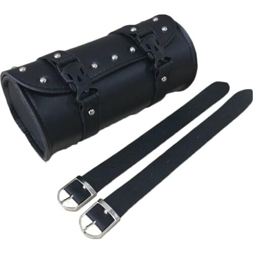 Motorcycle Fork Bag Handlebar Leather Tool Pouch Roll Barrel Bags for Yamaha Honda Kawasaki