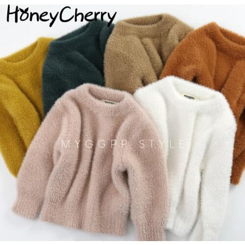 Girls' Sweaters Winter Wear New Imitation Mink Jacket Sweater 1-3 Year Old Baby Warm Coat Kids Sweaters