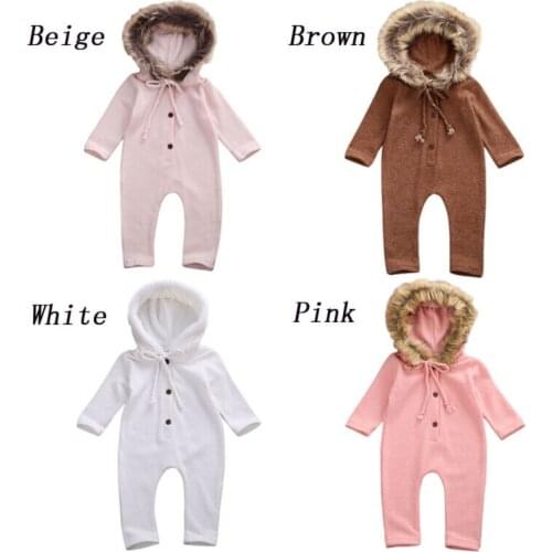 Citgeett Autumn Winter Newborn Kid Baby Boy Girl Knitted Romper Hooded Sweater Jumpsuit Outfits Warm Clothing