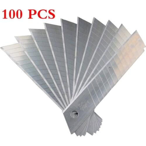 100PCS stainless steel utility knife blade DIY Tool Replace the carving blade suit for family student Office stationery 9Cm/18C