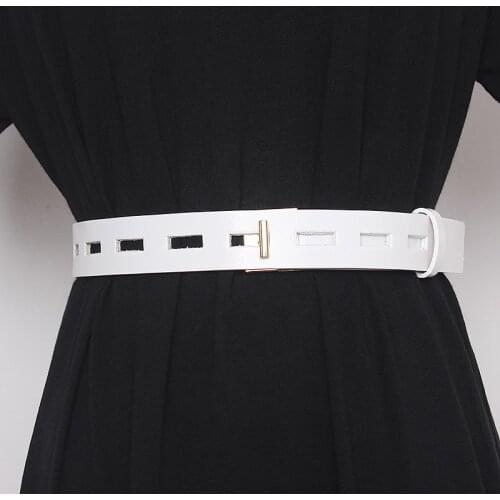 Womens runway fashion genuine leather hollow out Cummerbunds female Dress Corsets Waistband Belts decoration wide belt TB1345