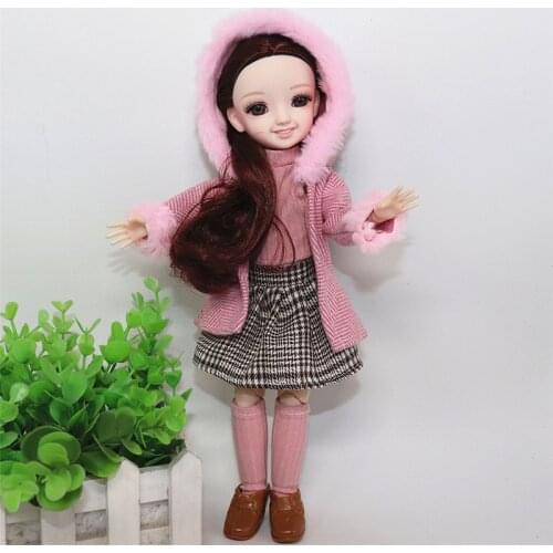 1/6 Bjd Doll Clothes Plaid Skirt Suit with Coat for 28CM Fat Baby Dolls Clothes Accessories Toys Butterfly Denim Princess Suits