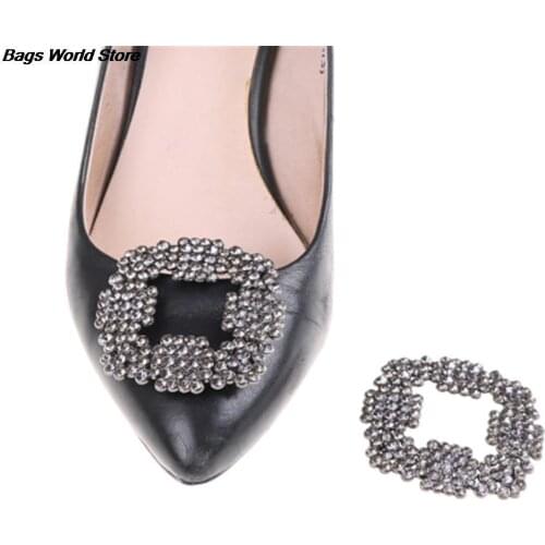 1 X Women Shoe Rhinestone Charm Metal Shoe Square Clamp Bridal Shoes Rhinestone Accessories Rystal Shoe Clip Decoration