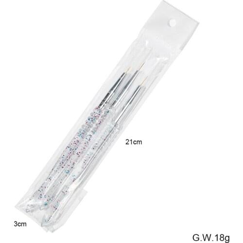 3Pcs/set UV Gel Painting Nail Art Dotting Pen Acrylic Crystal Handle Rhinestone Brush Nail Pen Salon Decoration Manicure Tools